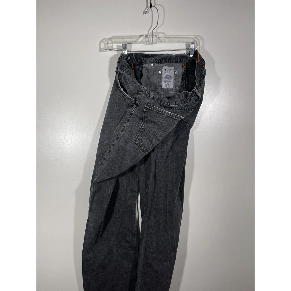 HUGO BOSS Orange Label Jeans HB1 Dark Gray Button Fly Straight Leg Denim 33x32